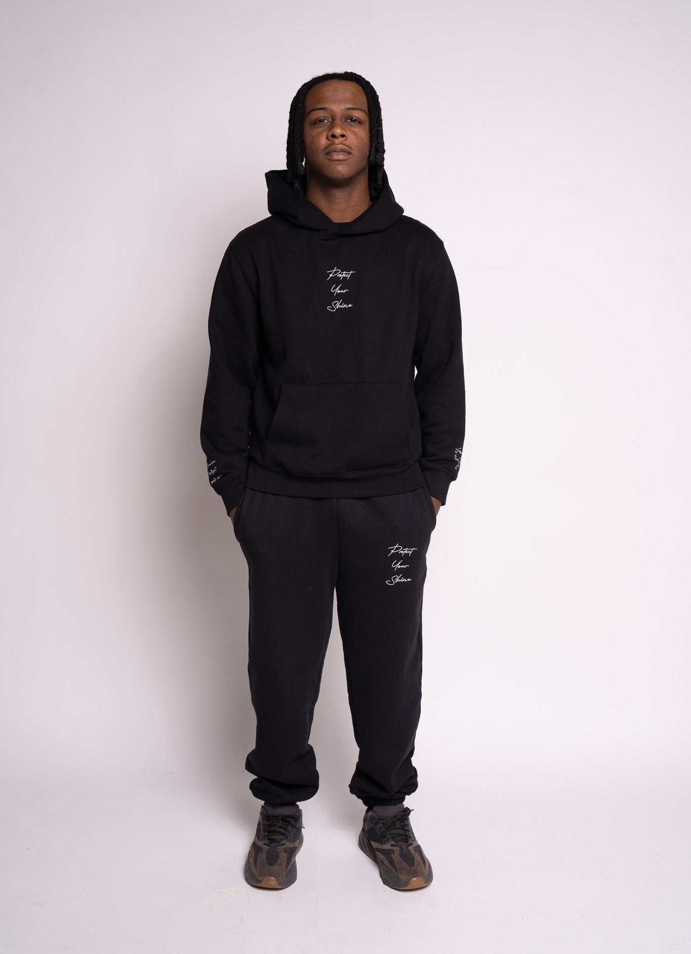 Protect Your Shine Oversized Heavyweight Hoodie - Black/White