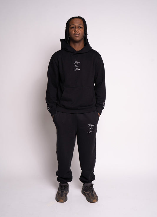 Protect Your Shine Oversized Heavyweight Hoodie - Black/White