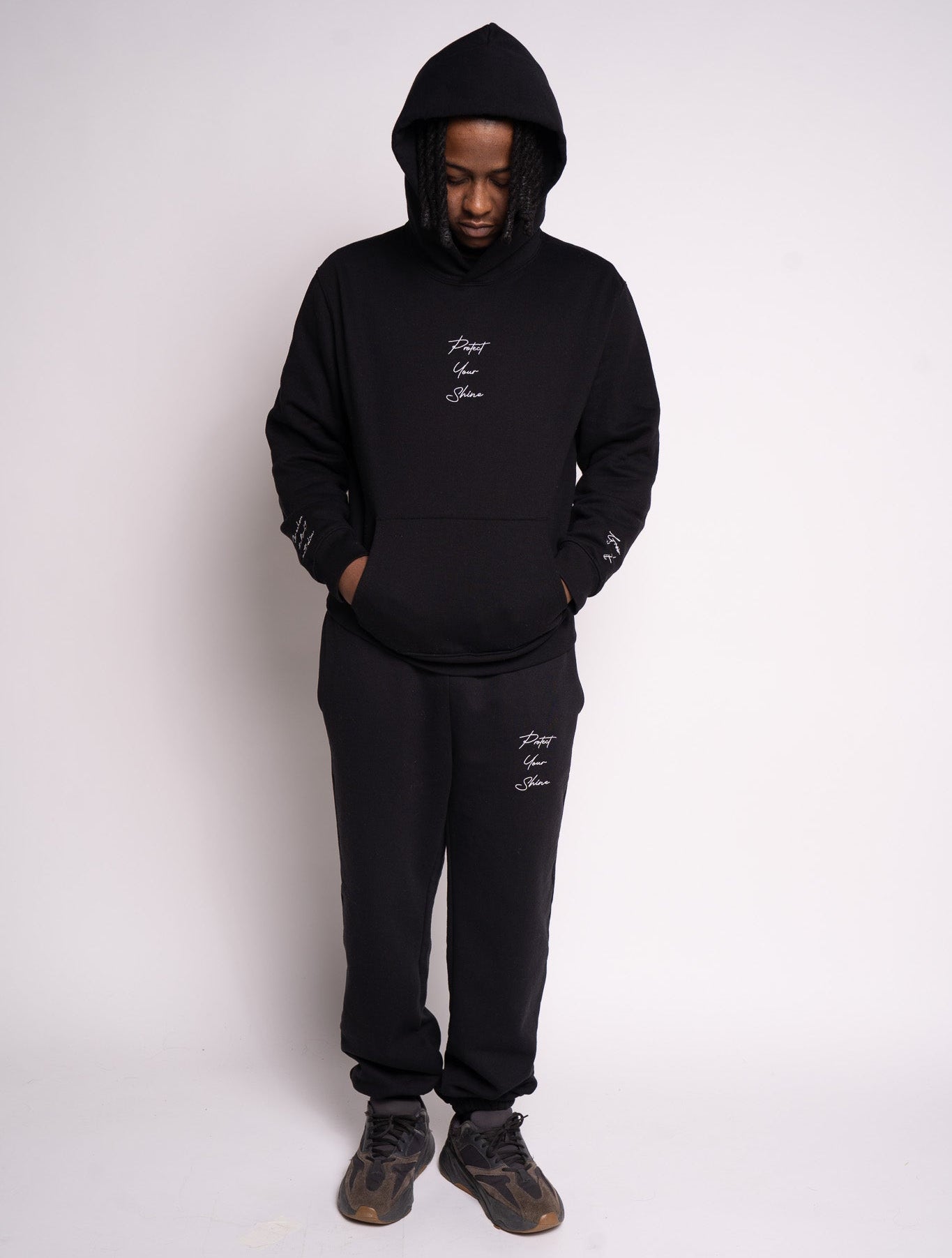 Protect Your Shine Oversized Heavyweight Hoodie - Black/White