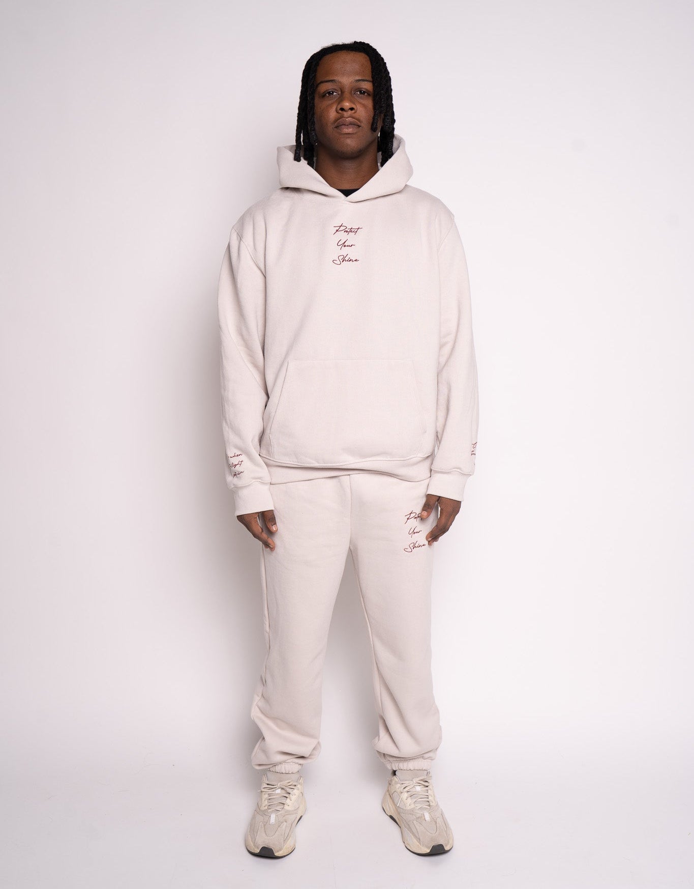 Protect Your Shine Oversized Heavyweight Hoodie - Dust/Maroon