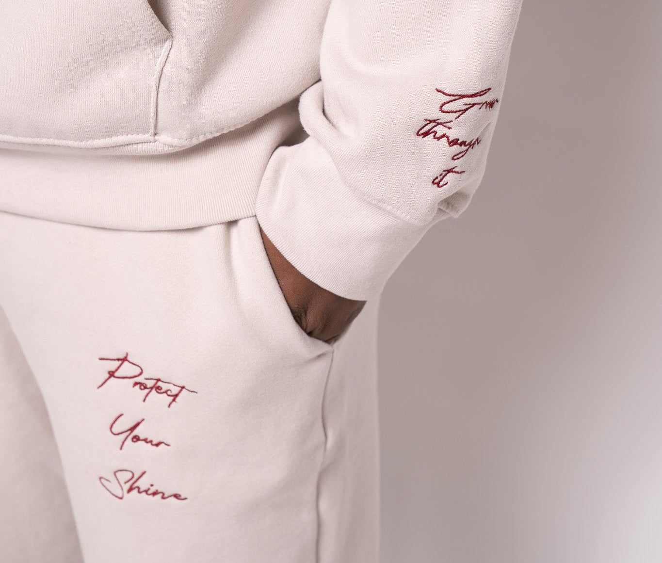 Protect Your Shine Unisex Heavyweight Sweatpants - Dust/Maroon