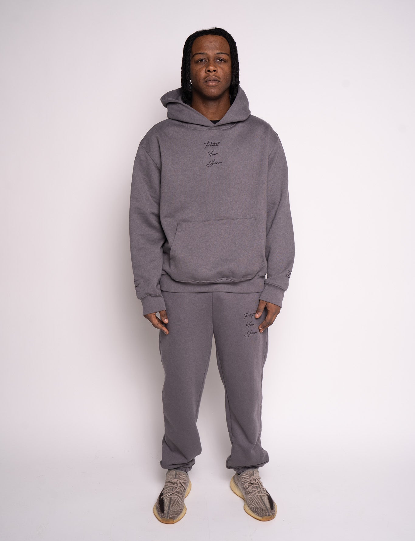 Protect Your Shine Oversized Heavyweight Hoodie - Asphalt/Black